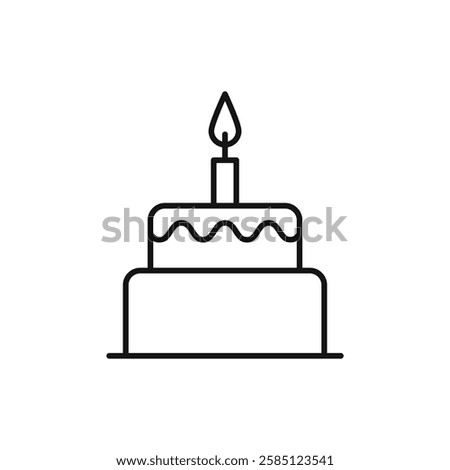 Cake birthday icon. simple thin line vector icon