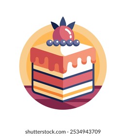 Icono del logotipo de la silueta del diseño del Vector del icono del cumpleaños de la torta en el fondo blanco.	