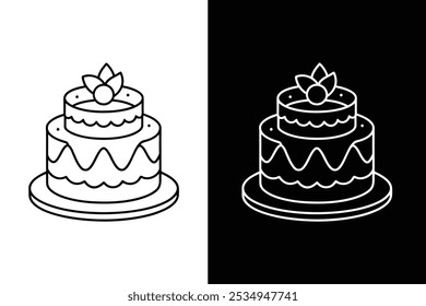 Cake birthday icon vector design silhouette logo icon on white background.	