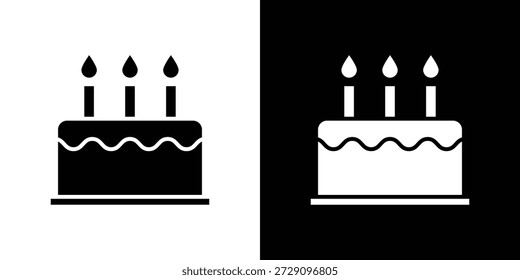 Gráficos del Vector del icono del cumpleaños de la torta. signo lleno del Vector, ilustración del símbolo.