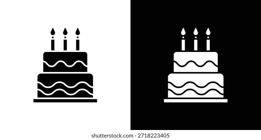 Iconos del cumpleaños de la torta. Vector Plantilla Ilustración Símbolo Píxeles Perfecto