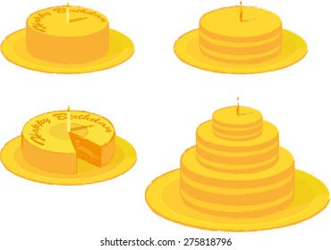 cake birthday set vector illustration