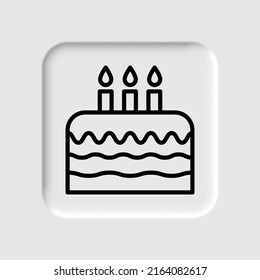 Cake, birthday simple icon vector. Flat design. Neumorphism design.ai