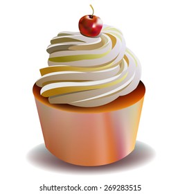 cake birthday sweet cream cupcake delicious vector