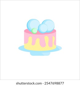 pastel, cumpleaños, Vector, comida, dulce, postre, icono, feliz, celebración