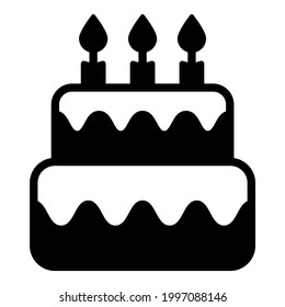 cake black filled line icon, vector design usa independence day icon.
