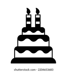 Cake Black Glyph Vector Icon which can easily modifiy or edit

