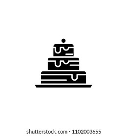 Cake black icon concept. Cake flat  vector symbol, sign, illustration.
