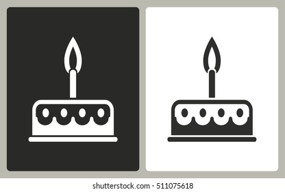 Cake - black and white icons. Vector illustration.