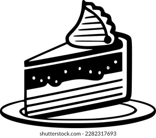 Cake - Black and White Isolated Icon - Vector illustration