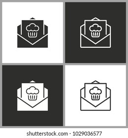Cake - black and white vector icons for graphic and web design.