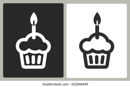 Cake - black and white vector icons. Illustration isolated for graphic and web design.