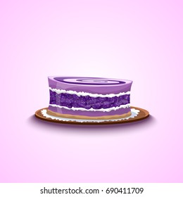 Cake with blackberry on a tray. Vector illustration