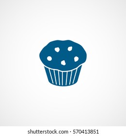 Cake Blue Flat Icon On White Background