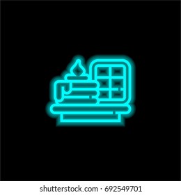 Cake blue glowing neon ui ux icon. Glowing sign logo vector