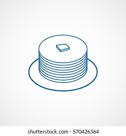 Cake Blue Line Icon On White Background