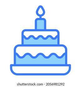 cake blue outline icon, Merry Christmas and Happy New Year icons for web and mobile design.