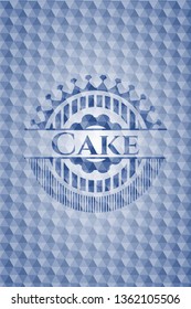 Cake blue polygonal emblem.