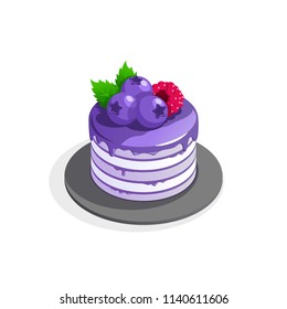 
Cake with blueberries and raspberries
