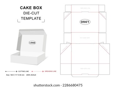 Cake box die cut template	with auto lock