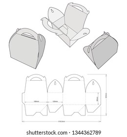 Cake Box and Die-cut Pattern. The .eps file is full scale and fully functional. Prepared for real cardboard production.