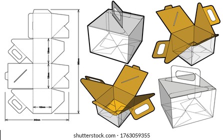 Cake Box and Die-cut Pattern. The .eps file is full scale and fully functional. Prepared for real cardboard production.