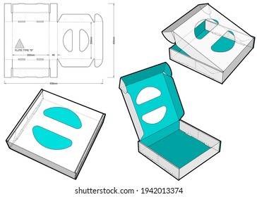 Caja de tartas y patrón de corte de mugre. (Medición interna 20 x 20 + 4,5 cm). El archivo .eps es de escala completa y totalmente funcional. Preparado para la producción real de cartón.