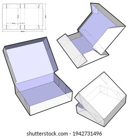 Cake Box and Die-cut Pattern. (Internal measurement 16 x 13 + 4 cm). The .eps file is full scale and fully functional. Prepared for real cardboard production.