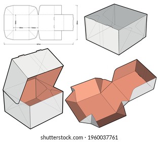 Cake Box and Die-cut Pattern. (Internal measurement 12x12x7 cm). The .eps file is full scale and fully functional. Prepared for real cardboard production.