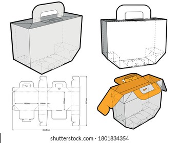 Cake Box with handle and Die-cut Pattern. The .eps file is full scale and fully functional. Prepared for real cardboard production.