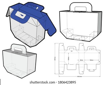 Cake Box with handle and Die-cut Pattern. The .eps file is full scale and fully functional. Prepared for real cardboard production.