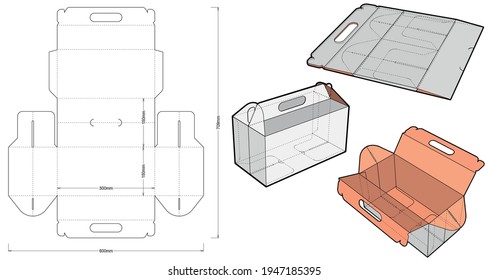 Cake Box with handle and Die-cut Pattern. The .eps file is full scale and fully functional. Prepared for real cardboard production.