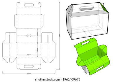 Cake Box with handle and Die-cut Pattern. The .eps file is full scale and fully functional. Prepared for real cardboard production.