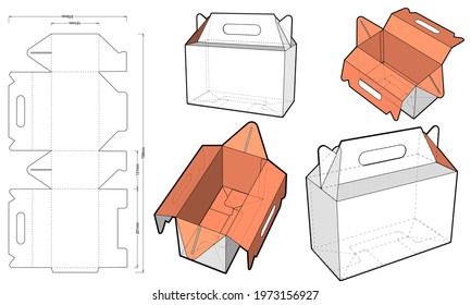 Cake Box with handle and Die-cut Pattern. The .eps file is full scale and fully functional. Prepared for real cardboard production.