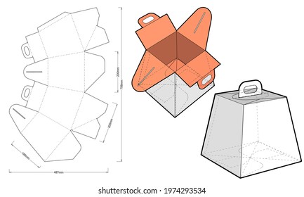 Cake Box with handle and Die-cut Pattern. The .eps file is full scale and fully functional. Prepared for real cardboard production.