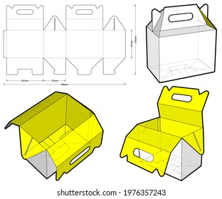 Cake Box with handle and Die-cut Pattern. The .eps file is full scale and fully functional. Prepared for real cardboard production.