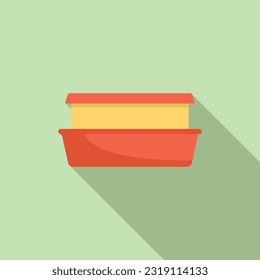 Cake box icon flat vector. Fast food. Dinner snack