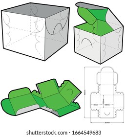 Cake Box (Internal measurement 10x 10+ 8 cm) and Die-cut Pattern. The .eps file is full scale and fully functional. Prepared for real cardboard production.