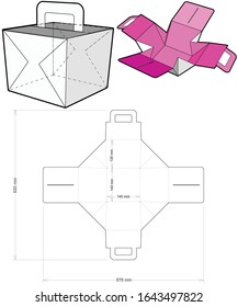 Cake Box (Internal measurement 14x 14+ 12cm) and Die-cut Pattern. The .eps file is full scale and fully functional. Prepared for real cardboard production.