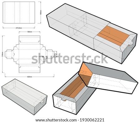 Cake Box (Internal measurement 18x 5+ 4.5 cm) and Die-cut Pattern. The .eps file is full scale and fully functional. Prepared for real cardboard production.