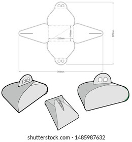 Cake Box (Internal measurement 22.5x 14+ 14cm) and Die-cut Pattern. The .eps file is full scale and fully functional. Prepared for real cardboard production.