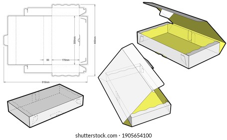 Cake Box (Internal measurement 30x17x5cm) and Die-cut Pattern. Ease of assembly, no need for glue. The .eps file is full scale and fully functional. Prepared for real cardboard production.