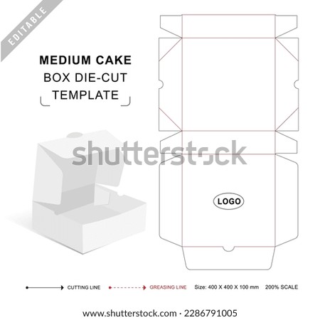 Cake box medium die cut template