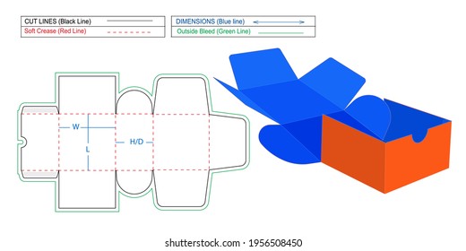 Cake box and others food box new modern box dieline template and 3D render
