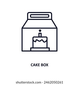 cake box outline icon.  Thin line icon from bistro and restaurant collection. Editable vector isolated on white background