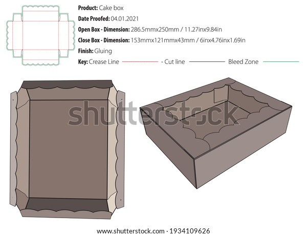 Cake Box Packaging Design Template Gluing Stock Vector (Royalty Free ...