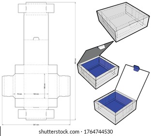 Cake Box Self Assembly and Die-cut Pattern. The .eps file is full scale and fully functional. Prepared for real cardboard production.