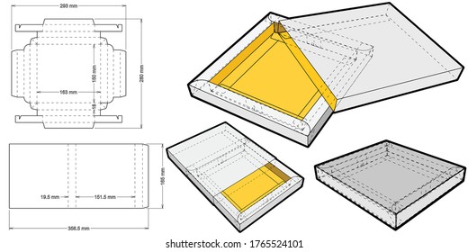 Cake Box Self Assembly and Die-cut Pattern. The .eps file is full scale and fully functional. Prepared for real cardboard production.