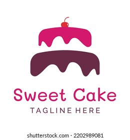 Cake or bread logo design.Sweet cakes, birthday cakes, cup cakes, cakes with cherries.Logos for businesses, cake shops, cake shops etc.