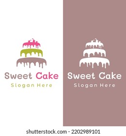 Cake or bread logo design.Sweet cakes, birthday cakes, cup cakes, cakes with cherries.Logos for businesses, cake shops, cake shops etc.